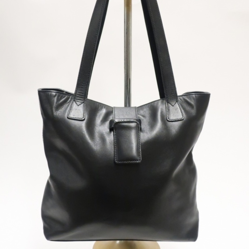 Chanel Vintage Tote Bag Black Leather Medium Shoul